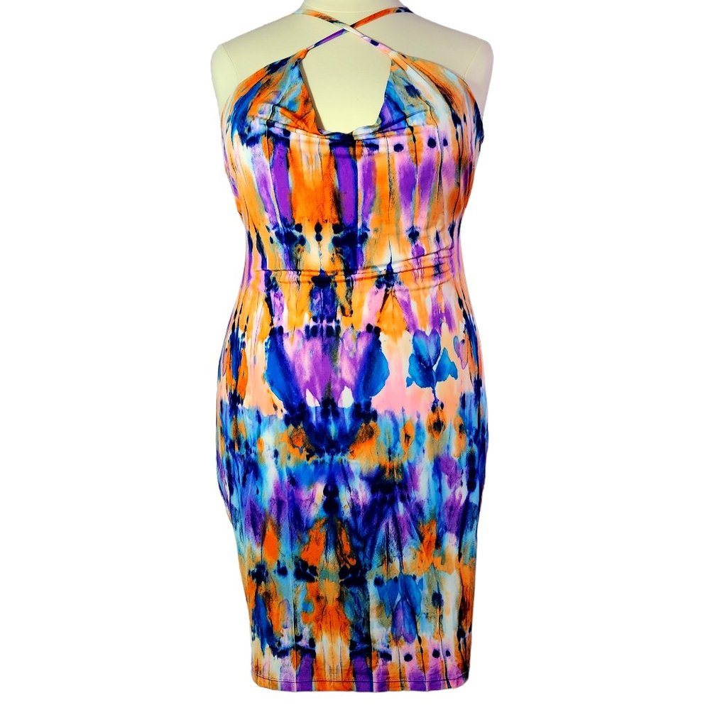 Fashion Nova Plus Size Tie Dye Midi Dress